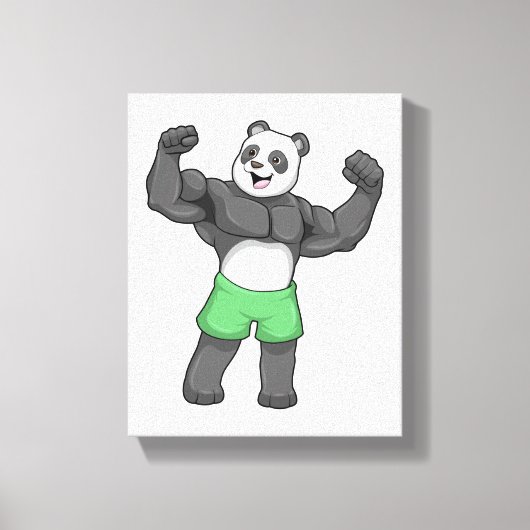 Panda als Bodybuilder in Bodybuilding Canvas Afdruk (Voorkant)