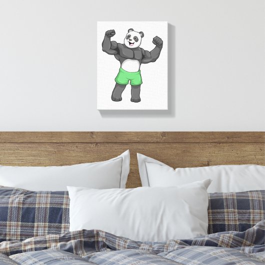 Panda als Bodybuilder in Bodybuilding Canvas Afdruk (Insitu (Slaapkamer))