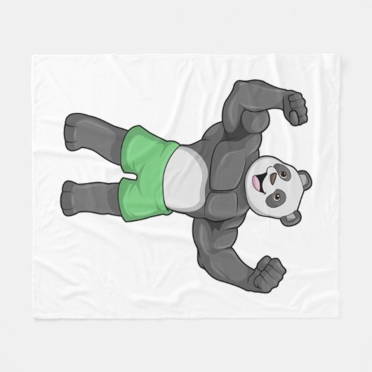 Panda als Bodybuilder in Bodybuilding Fleece Deken (Voorkant (Horizontaal))