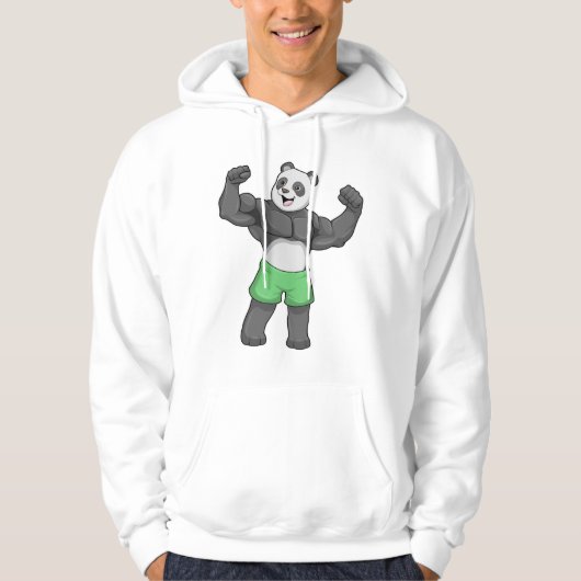 Panda als Bodybuilder in Bodybuilding Hoodie (Voorkant)
