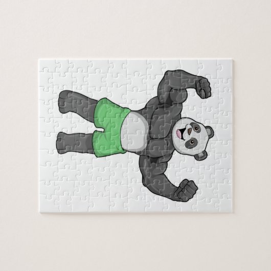 Panda als Bodybuilder in Bodybuilding Legpuzzel (Horizontaal)