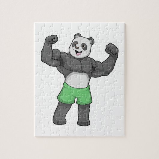 Panda als Bodybuilder in Bodybuilding Legpuzzel (Verticaal)