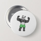 Panda als Bodybuilder in Bodybuilding Ronde Button 7,6 Cm (Voorkant /achterkant)