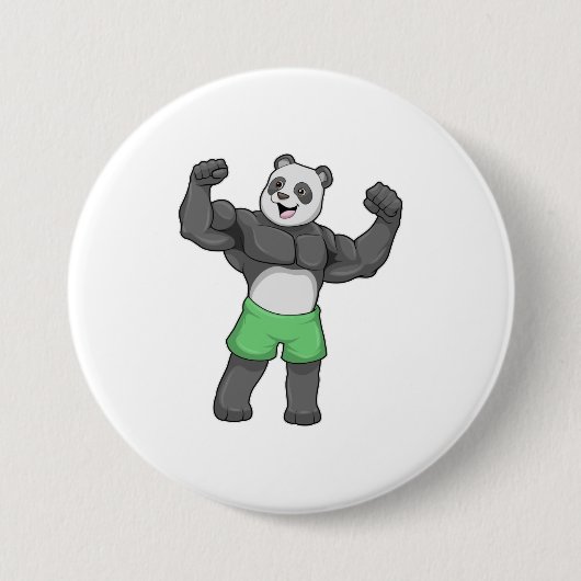 Panda als Bodybuilder in Bodybuilding Ronde Button 7,6 Cm (Voorkant)