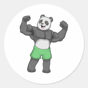 Panda als Bodybuilder in Bodybuilding Ronde Sticker