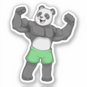 Panda als Bodybuilder in Bodybuilding Sticker (Voorkant)