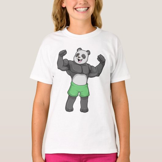 Panda als Bodybuilder in Bodybuilding T-shirt (Voorkant)