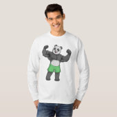 Panda als Bodybuilder in Bodybuilding T-shirt (Voorkant volledig)