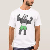 Panda als Bodybuilder in Bodybuilding T-shirt (Voorkant)