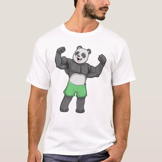 Panda als Bodybuilder in Bodybuilding T-shirt (Voorkant)