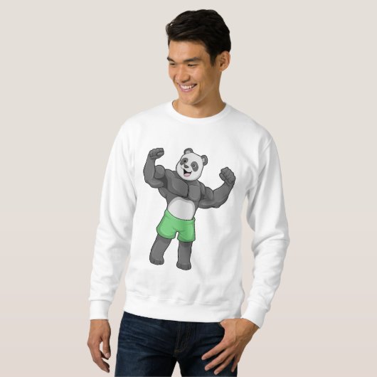 Panda als Bodybuilder in Bodybuilding Trui (Voorkant volledig)