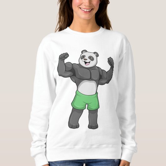 Panda als Bodybuilder in Bodybuilding Trui (Voorkant)