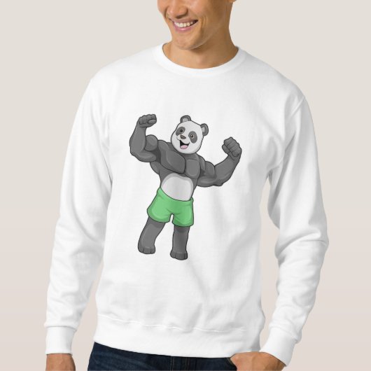 Panda als Bodybuilder in Bodybuilding Trui (Voorkant)