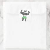 Panda als Bodybuilder in Bodybuilding Vierkante Sticker (Tas)