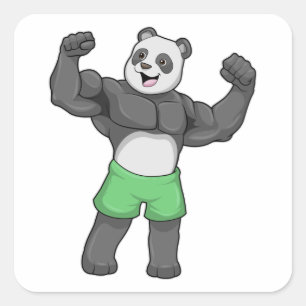 Panda als Bodybuilder in Bodybuilding Vierkante Sticker
