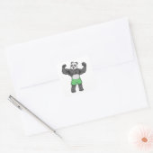 Panda als Bodybuilder in Bodybuilding Vierkante Sticker (Envelop)