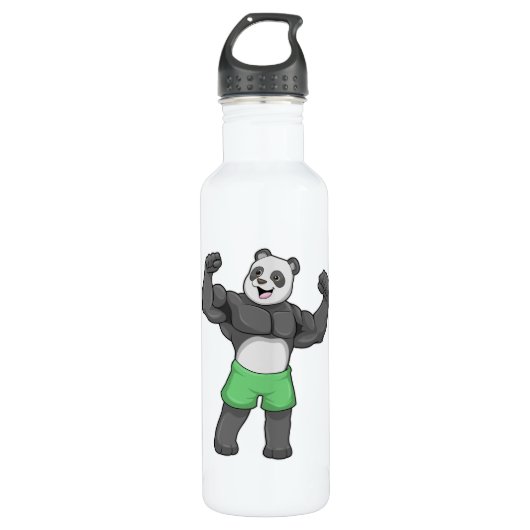 Panda als Bodybuilder in Bodybuilding Waterfles (Voorkant)