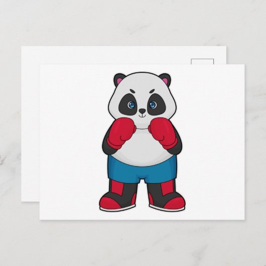 Panda als bokser met boks handschoenen briefkaart (Voorkant / Achterkant)