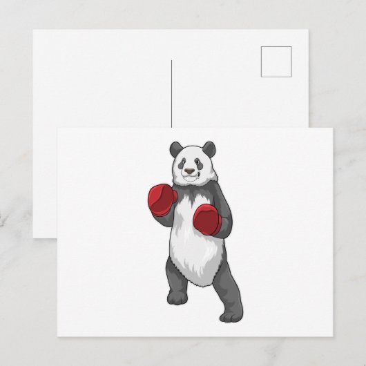 Panda als bokser met boks handschoenen briefkaart (Voorkant / Achterkant)