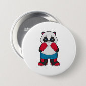 Panda als bokser met boks handschoenen ronde button 7,6 cm (Voorkant /achterkant)