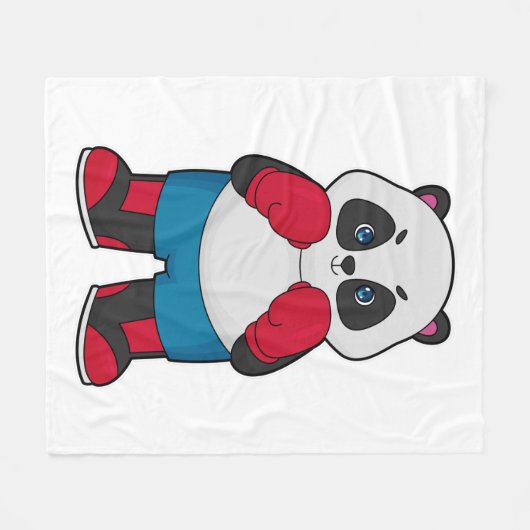 Panda als Boxer met Boxing-handschoenen Fleece Deken (Voorkant (Horizontaal))