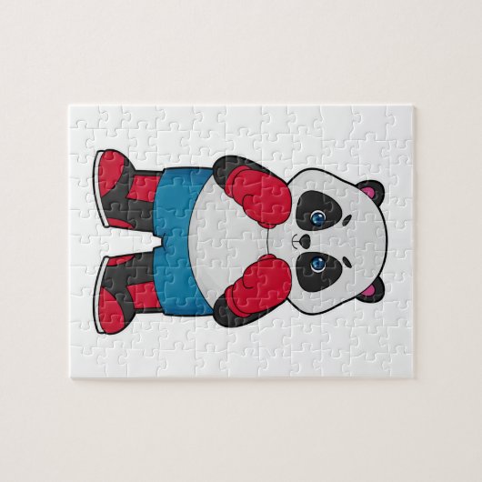 Panda als Boxer met Boxing-handschoenen Legpuzzel (Horizontaal)