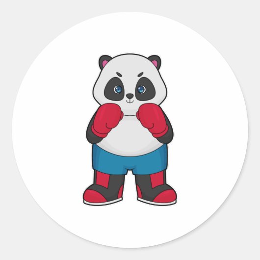 Panda als Boxer met Boxing-handschoenen Ronde Sticker (Voorkant)