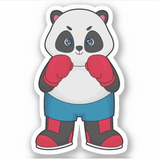 Panda als Boxer met Boxing-handschoenen Sticker (Voorkant)