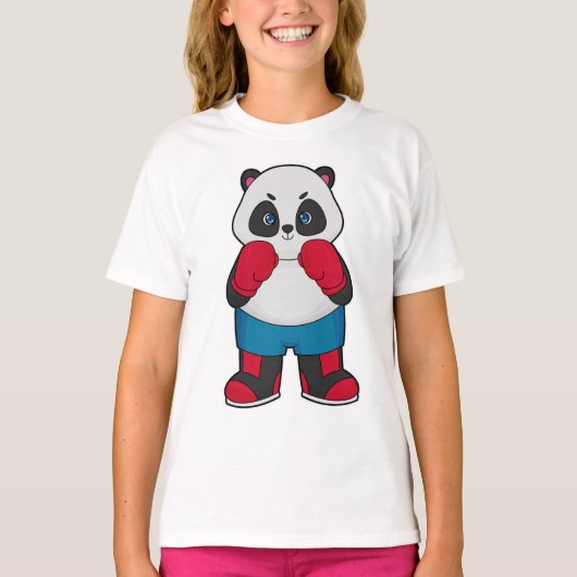 Panda als Boxer met Boxing-handschoenen T-shirt (Voorkant)