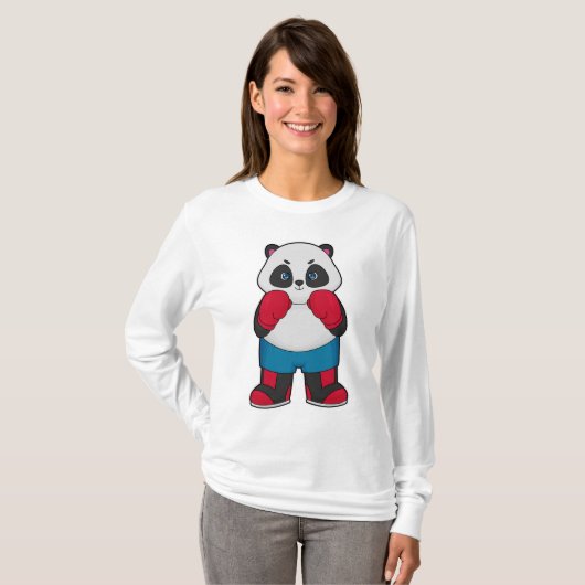 Panda als Boxer met Boxing-handschoenen T-shirt (Voorkant volledig)