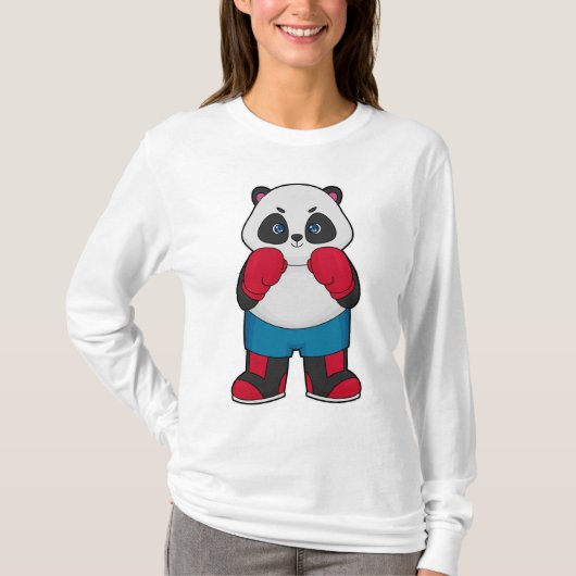 Panda als Boxer met Boxing-handschoenen T-shirt (Voorkant)