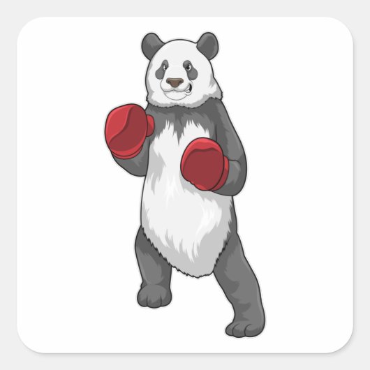 Panda als Boxer met Boxing-handschoenen Vierkante Sticker (Voorkant)