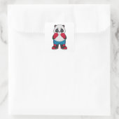 Panda als Boxer met Boxing-handschoenen Vierkante Sticker (Tas)