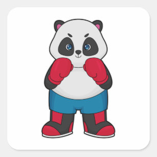 Panda als Boxer met Boxing-handschoenen Vierkante Sticker