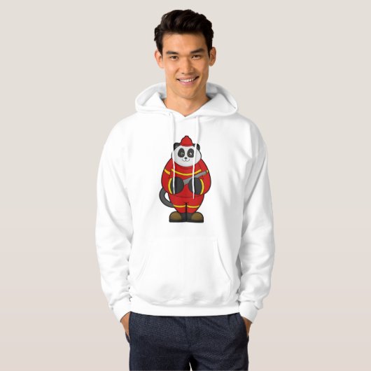 Panda als brandweerman met slang hoodie (Voorkant volledig)