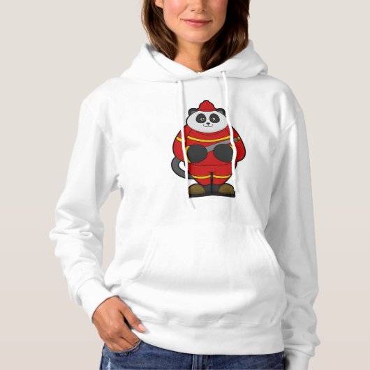 Panda als brandweerman met slang hoodie (Voorkant)