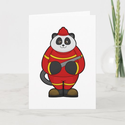 Panda als brandweerman met slang kaart (Voorkant)