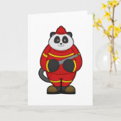 Panda als brandweerman met slang kaart (Gele Bloem)