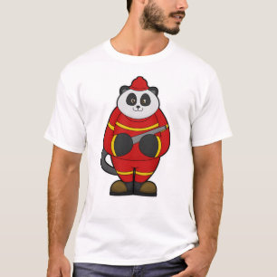 Panda als brandweerman met slang t-shirt