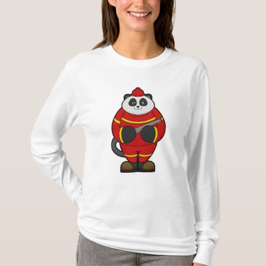 Panda als brandweerman met slang t-shirt (Voorkant)