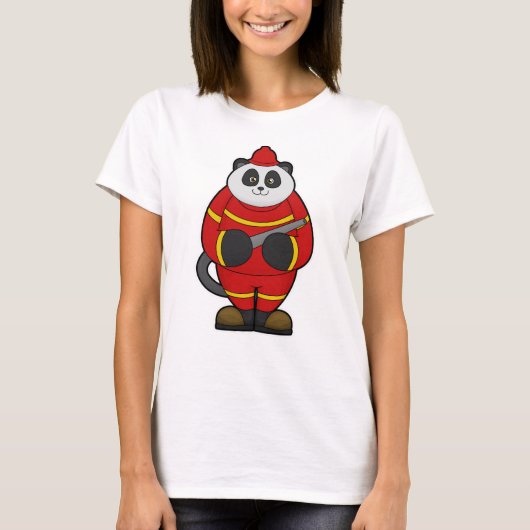 Panda als brandweerman met slang t-shirt (Voorkant)