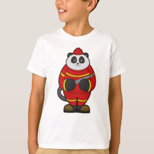 Panda als brandweerman met slang t-shirt
