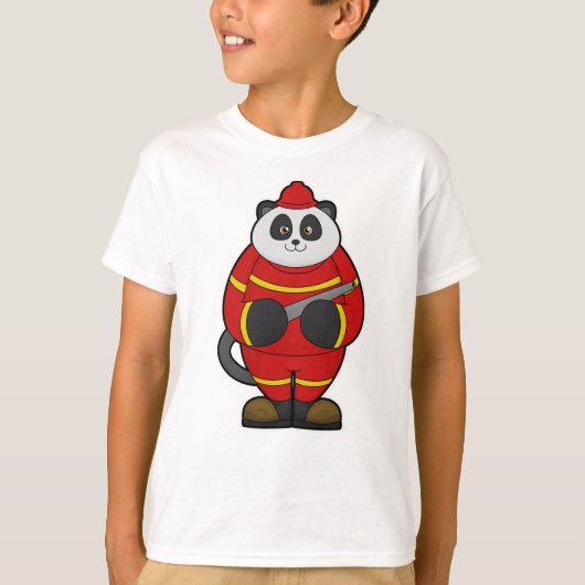 Panda als brandweerman met slang t-shirt (Voorkant)