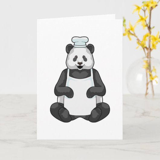 Panda als Chef met pet koken Kaart (Gele Bloem)