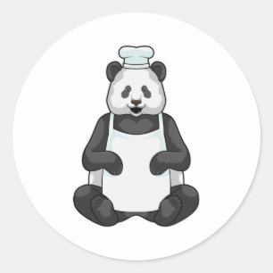 Panda als Chef met pet koken Ronde Sticker