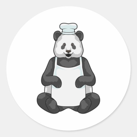 Panda als Chef met pet koken Ronde Sticker (Voorkant)