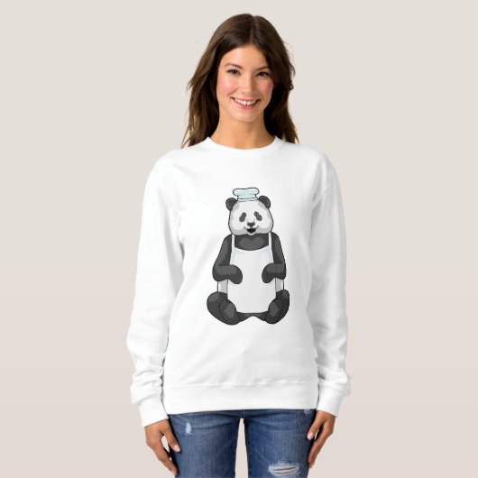 Panda als Chef met pet koken Trui (Voorkant volledig)