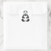 Panda als Chef met pet koken Vierkante Sticker (Tas)