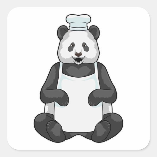 Panda als Chef met pet koken Vierkante Sticker (Voorkant)