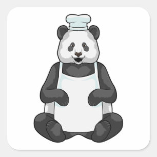 Panda als Chef met pet koken Vierkante Sticker